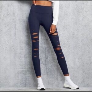 ALO Yoga Navy Distressed Leggings